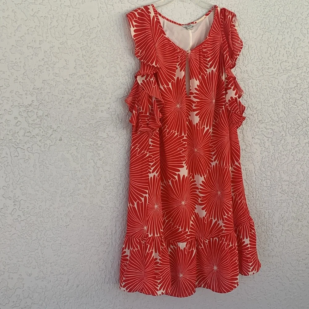 J Crew floral flutter lined dress size M